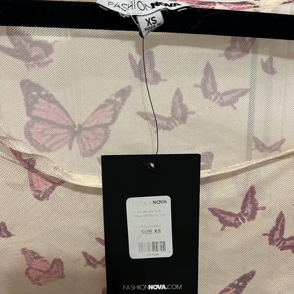 NWTS Fashion Nova Fluttering Soul Mesh Butterfly Top - Taupe/combo Size XS - Picture 6 of 9